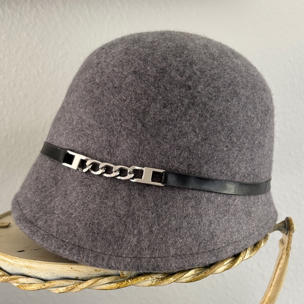 Calvin Klein gray wool cloche bucket hat